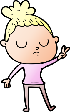 Bir insan tarafından çizilmiş sakin bir kadın çizgi filmi.