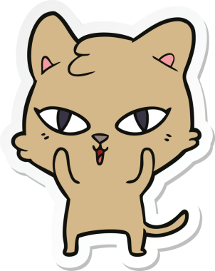 Bir insan tarafından çizilmiş çizgi film kedisinin çıkartması.