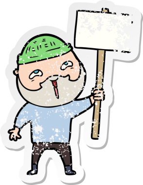 Bir insan tarafından çizilmiş mutlu sakallı bir adamın sıkıntılı çıkartması.