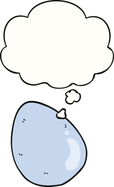 Bir insan tarafından çizilmiş düşünce baloncuklu çizgi film yumurtası.