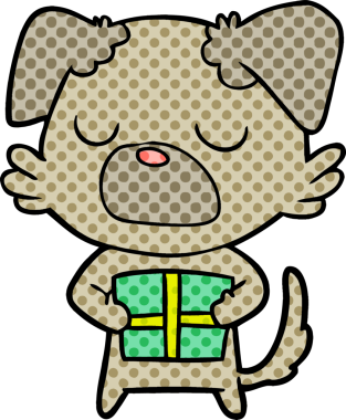 Bir insan tarafından çizilmiş çizgi film köpeği.