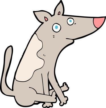 Bir insan tarafından çizilmiş çizgi film köpeği.