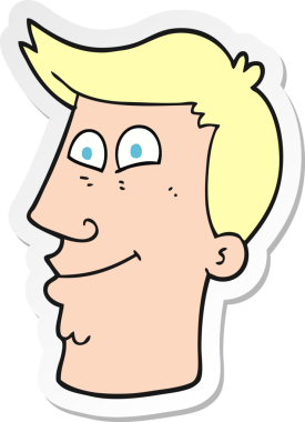 Bir insan tarafından çizilmiş karikatür erkek yüzü çıkartması