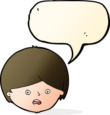 Bir insan tarafından çizilmiş konuşma balonu olan mutsuz bir çocuk.