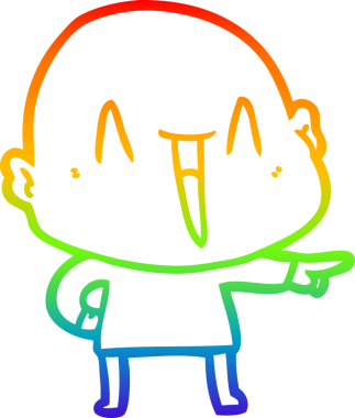 gökkuşağı gradyan çizimi mutlu bir çizgi kel adamın çizimi bir insan tarafından çizildi