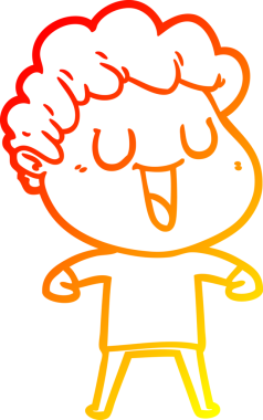 Bir insan tarafından çizilmiş gülen bir çizgi film karakterinin sıcak çizgi çizimi.