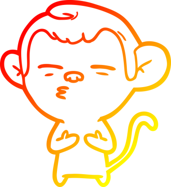 Bir insan tarafından çizilmiş şüpheli bir maymunun sıcak çizgi çizimi