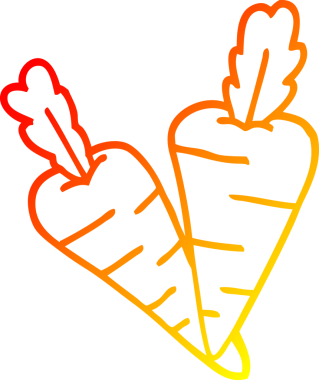 Bir insan tarafından çizilmiş havuç çizgi çizimi.