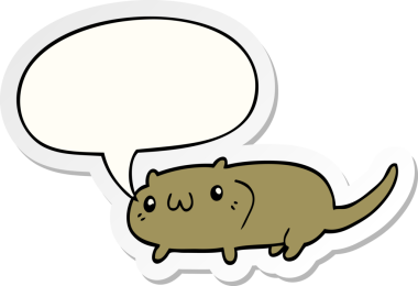 Bir insan tarafından çizilmiş baloncuk çıkartmalı çizgi film kedisi.