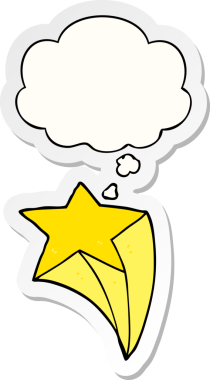 Düşünce baloncuğu olan bir çizgi film yıldızı insan tarafından çizilmiş bir çıkartma.