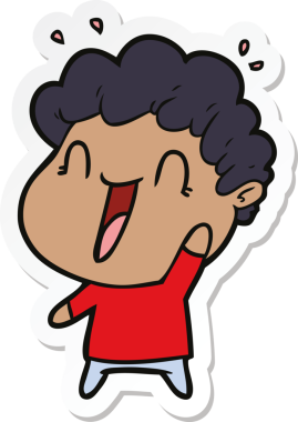 Bir insan tarafından çizilmiş mutlu bir adamın çıkartması.