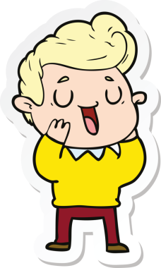 Bir insan tarafından çizilmiş mutlu bir çizgi film karakterinin çıkartması.