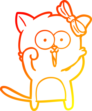 Bir insan tarafından çizilmiş çizgi film kedisinin sıcak çizgi çizimi