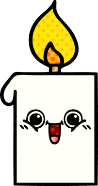 Bir insan tarafından çizilmiş çizgi roman tarzı yanan mum.