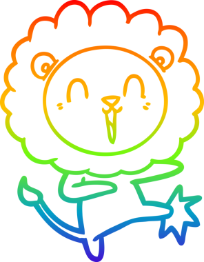 Bir insan tarafından çizilmiş gülen aslan çizgi çizimi.