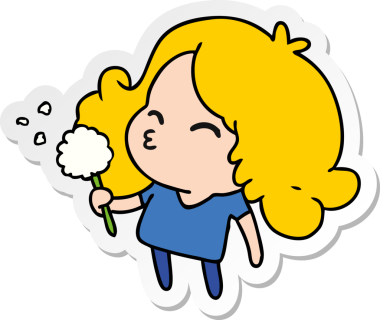 Bir insan tarafından çizilmiş kawai kızının serbest sticker karikatürü.