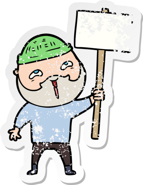 Bir insan tarafından çizilmiş mutlu sakallı bir adamın sıkıntılı çıkartması.