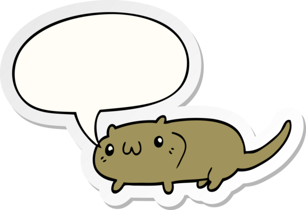 Bir insan tarafından çizilmiş baloncuk çıkartmalı çizgi film kedisi.