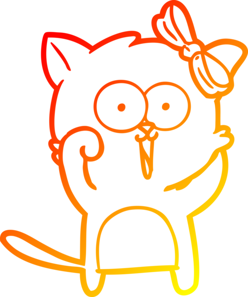 Bir insan tarafından çizilmiş çizgi film kedisinin sıcak çizgi çizimi