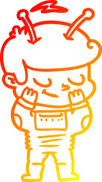 Bir insan tarafından çizilmiş çekingen bir uzay adamının sıcak çizgi çizimi