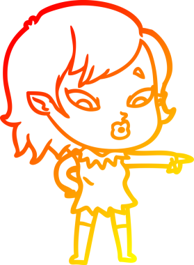 Bir insan tarafından çizilmiş sevimli bir vampir kız çizgi çizimi.