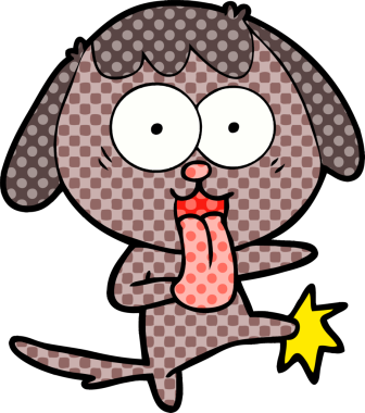 Bir insan tarafından çizilmiş şirin bir çizgi film köpeği.