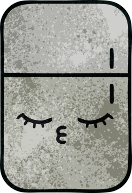 Bir insan tarafından çizilmiş buzdolabının retro grunge desenli karikatürü.