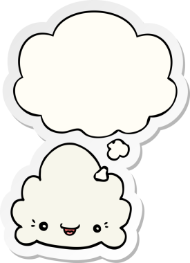 Düşünce baloncuklu karikatür bulutu insan tarafından çizilmiş bir çıkartma.