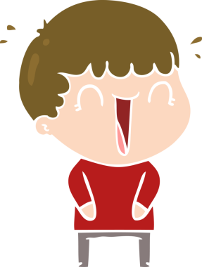 Bir insan tarafından çizilmiş düz renkli karikatür adam.