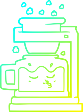 Bir insan tarafından çizilmiş bir çizgi film filtresi kahve makinesinin soğuk gradyan çizimi