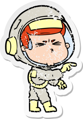 Bir insan tarafından çizilmiş stresli astronot karikatürü.