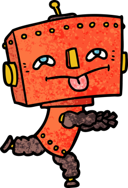 Bir insan tarafından çizilmiş çizgi film robotu