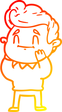 Bir insan tarafından çizilmiş mutlu, şaşırmış çizgi film adamı çizimi.