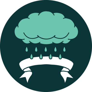 Bir insan tarafından çizilmiş yağmur bulutu pankartıyla dövme biçimi simgesi