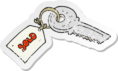 İnsan etiketiyle çizilmiş bir çizgi film anahtarının gerilimli retro etiketi.