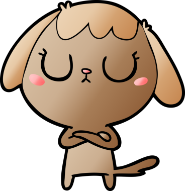 Bir insan tarafından çizilmiş şirin bir çizgi film köpeği.