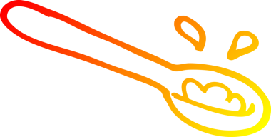 Bir insan tarafından çizilmiş bir yemek kepçesinin sıcak çizgi çizimi