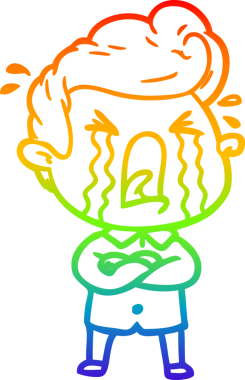 Bir insan tarafından çizilmiş ağlayan bir adamın çizdiği gökkuşağı gradyan çizgisi.