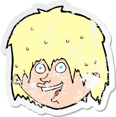 Bir insan tarafından çizilmiş mutlu bir adamın karikatür yapıştırması.