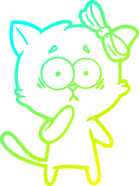 Bir insan tarafından çizilen çizgi film kedisinin soğuk gradyan çizgisi.