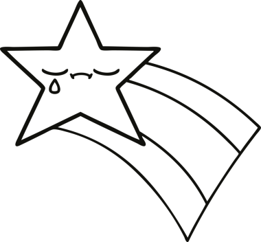 Bir insan tarafından çizilmiş kayan gökkuşağı yıldızının çizgi çizimi