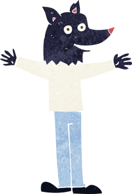 Bir insan tarafından çizilmiş bir kurt adam.