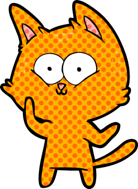 Bir insan tarafından çizilmiş çizgi film kedisi.