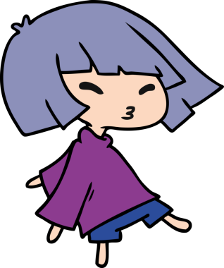 Bir insan tarafından çizilmiş sevimli bir kawai kızının çizgi film çizimi