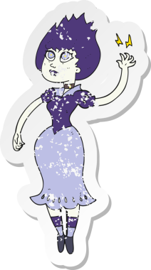 Bir insan tarafından çizilmiş vampir bir kızın gerilimli çıkartması.