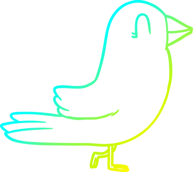 Bir insan tarafından çizilen karikatür kuşunun soğuk gradyan çizgisi