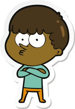 Bir insan tarafından çizilmiş meraklı bir çocuğun çıkartması.