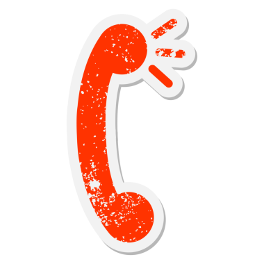 Bir insan tarafından çizilmiş telefon alıcısı grunge etiketi