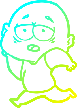 Bir insan tarafından çizilmiş, yorgun, kel bir adamın çizdiği soğuk çizgi.