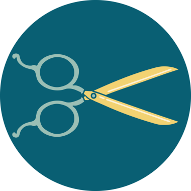 Bir insan tarafından çizilmiş berber makasının ikonik dövme şekli